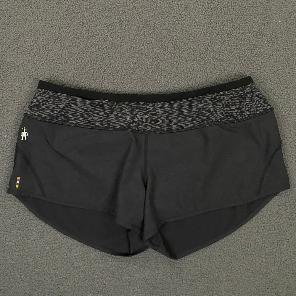 Smartwool Running Shorts Women Large Black Lined Waistband Merino Gym Sporty